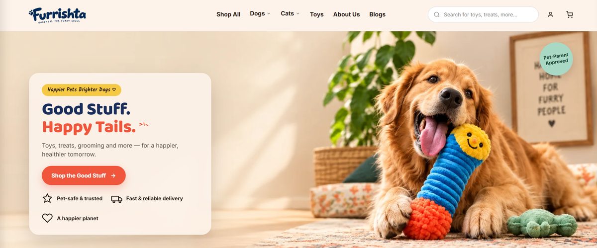 Furrishta pet accessories Shopify D2C website