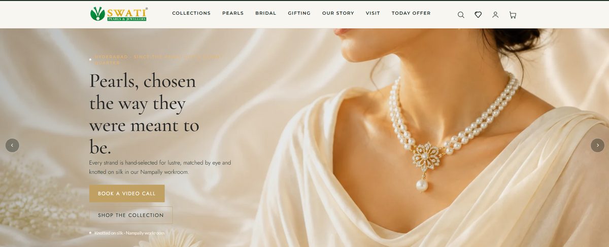 Swati Pearls and Jewellers Shopify D2C website